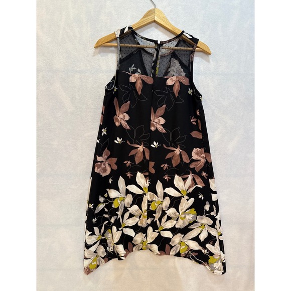 Nicole Miller Studio Black Floral Sleeveless Sheer‎ Neck Dress - Picture 5 of 6